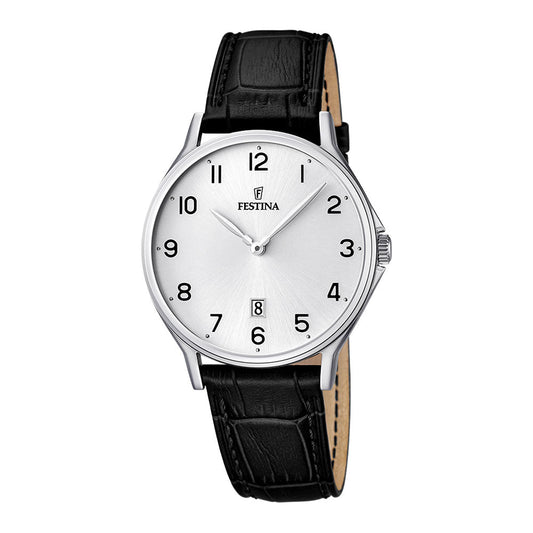 Festina 50m, dato, sort rem, hvit skive, tall F16745 - 1 - Bjerveur.noFestina 50m, dato, sort rem, hvit skive, tall F16745 - 1