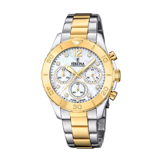 Festina bic , chrono,lenke, hvit skive, 100m F20604 - 1 - Bjerveur.noFestina bic , chrono,lenke, hvit skive, 100m F20604 - 1