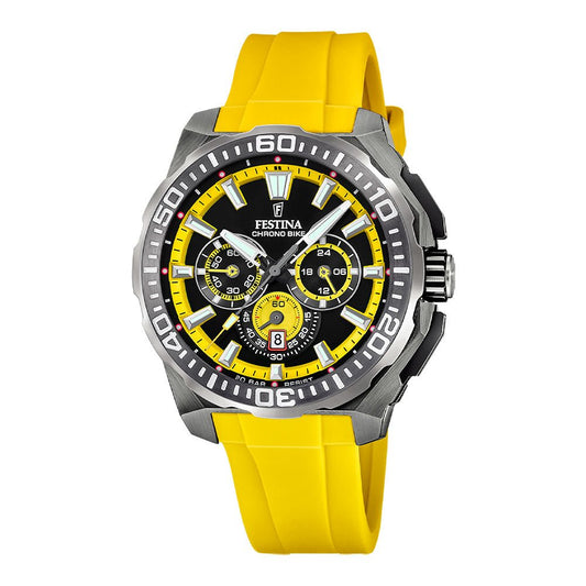 Festina, Chr.Bike, gul silikonrem, gul og sort skive, 2025 F20725 - 1 - Bjerveur.noFestina, Chr.Bike, gul silikonrem, gul og sort skive, 2025 F20725 - 1