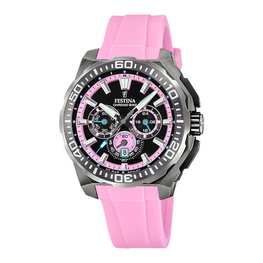 Festina, Chr.Bike, rosa silikonrem, rosa og sort skive, 2025 F20725 - 2 - Bjerveur.noFestina, Chr.Bike, rosa silikonrem, rosa og sort skive, 2025 F20725 - 2