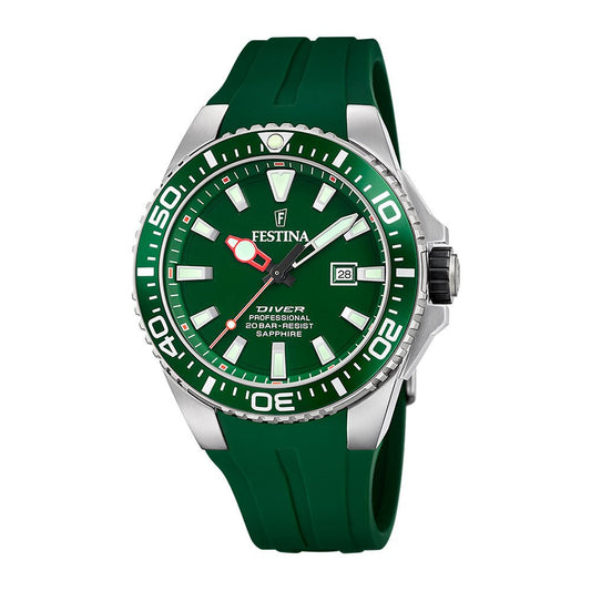Festina Diver, hr, 20bar,dykker,grønn skive, grønn rem F20664 - 2 - Bjerveur.noFestina Diver, hr, 20bar,dykker,grønn skive, grønn rem F20664 - 2