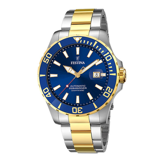 Festina Diver hr,bic,20 bar,dykker,automat,saf, lenke,blå skive F20532 - 1 - Bjerveur.noFestina Diver hr,bic,20 bar,dykker,automat,saf, lenke,blå skive F20532 - 1