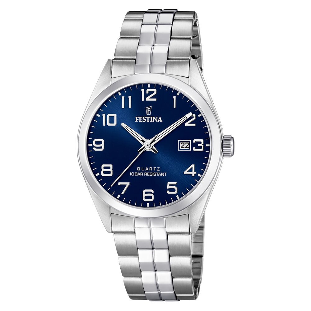 Festina stål 100m, lenke, blå skive F20437 - 3 - Bjerveur.noFestina stål 100m, lenke, blå skive F20437 - 3