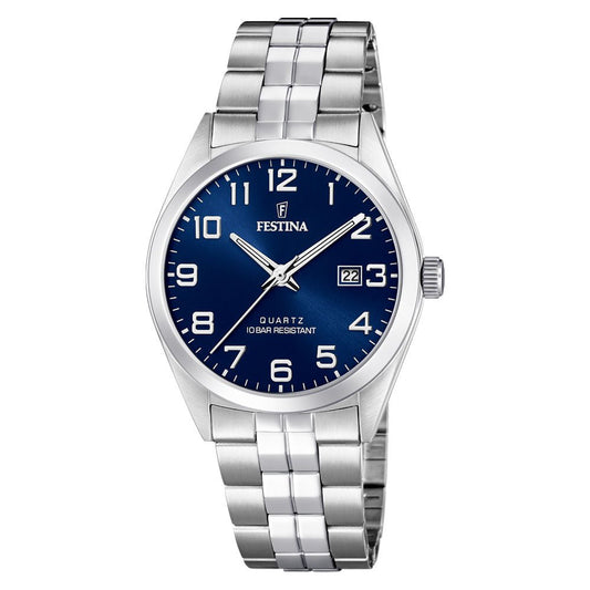Festina stål 100m, lenke, blå skive F20437 - 3 - Bjerveur.noFestina stål 100m, lenke, blå skive F20437 - 3