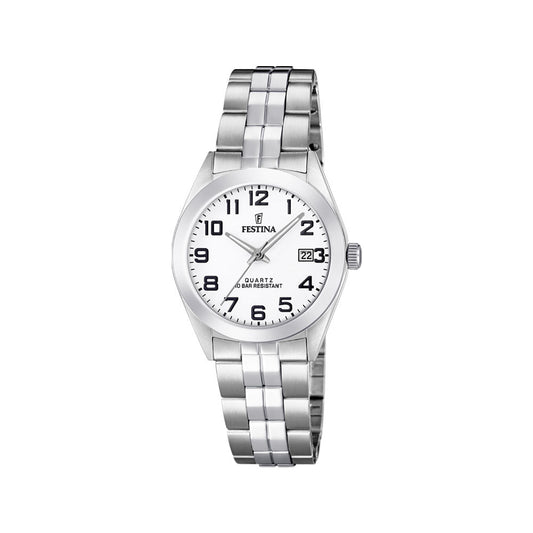 Festina stål 100m, lenke, hvit skive F20438 - 1 - Bjerveur.noFestina stål 100m, lenke, hvit skive F20438 - 1