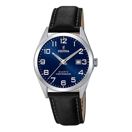 Festina stål 100m, rem, blå skive,alle tall F20446 - 2 - Bjerveur.noFestina stål 100m, rem, blå skive,alle tall F20446 - 2