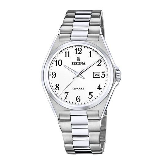 Festina stål 50m, lenke, hvit skive,alle tall F20552 - 1 - Bjerveur.noFestina stål 50m, lenke, hvit skive,alle tall F20552 - 1