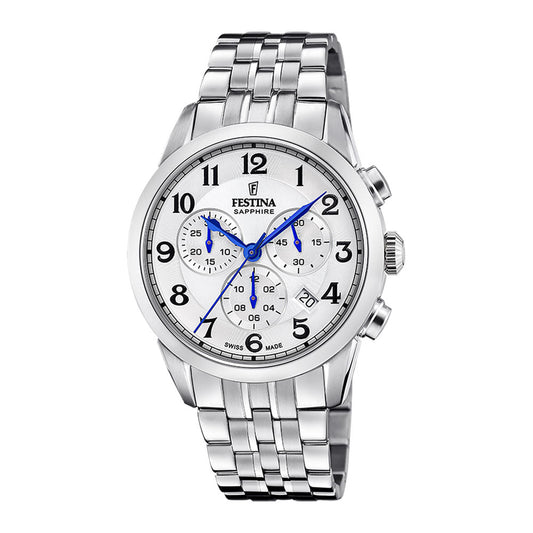Festina Swiss 41mm Chrono, hvit skive alle tall - Bjerveur.noFestina Swiss 41mm Chrono, hvit skive alle tall