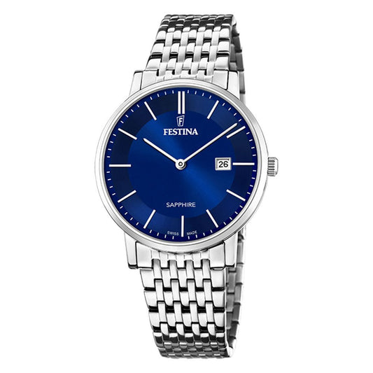 Festina Swiss Made, hr, lenke, blå skive indeks - Bjerveur.noFestina Swiss Made, hr, lenke, blå skive indeks