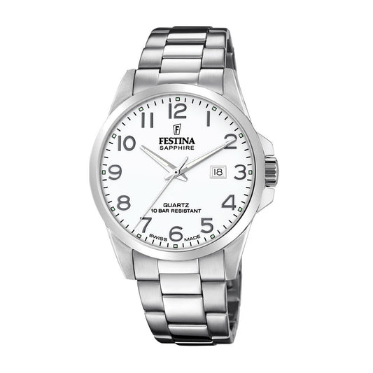 Festina Swiss Made, hr,100m, lenke, hvit skive alle tall F20024 - 1 - Bjerveur.noFestina Swiss Made, hr,100m, lenke, hvit skive alle tall F20024 - 1