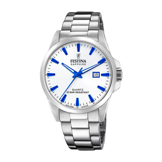 Festina Swiss Made, hr,100m, lenke, hvit/blå skive F20024 - 5 - Bjerveur.noFestina Swiss Made, hr,100m, lenke, hvit/blå skive F20024 - 5