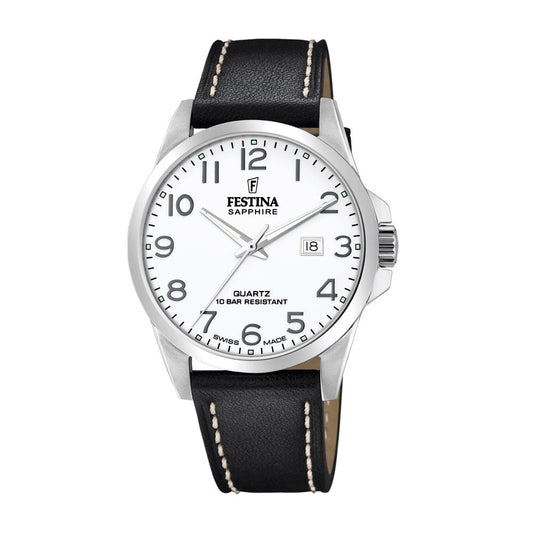 Festina Swiss Made, hr,100m, rem, hvit skive alle tall F20025 - 1 - Bjerveur.noFestina Swiss Made, hr,100m, rem, hvit skive alle tall F20025 - 1