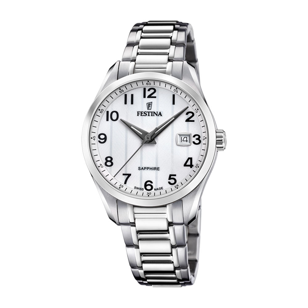 Festina Swiss Made,hr,lenke ,hvit skive, alle tall F20026 - 1 - Bjerveur.noFestina Swiss Made,hr,lenke ,hvit skive, alle tall F20026 - 1