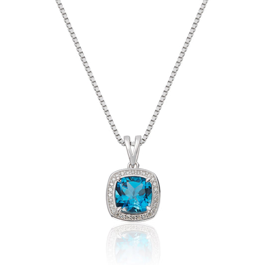 Carmen anheng i 585 hvitt gull med diamant og topas