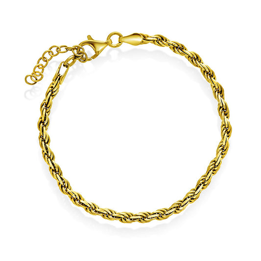 Cordel armbånd i forgylt sølv 3,1 mm, 16+3 cm