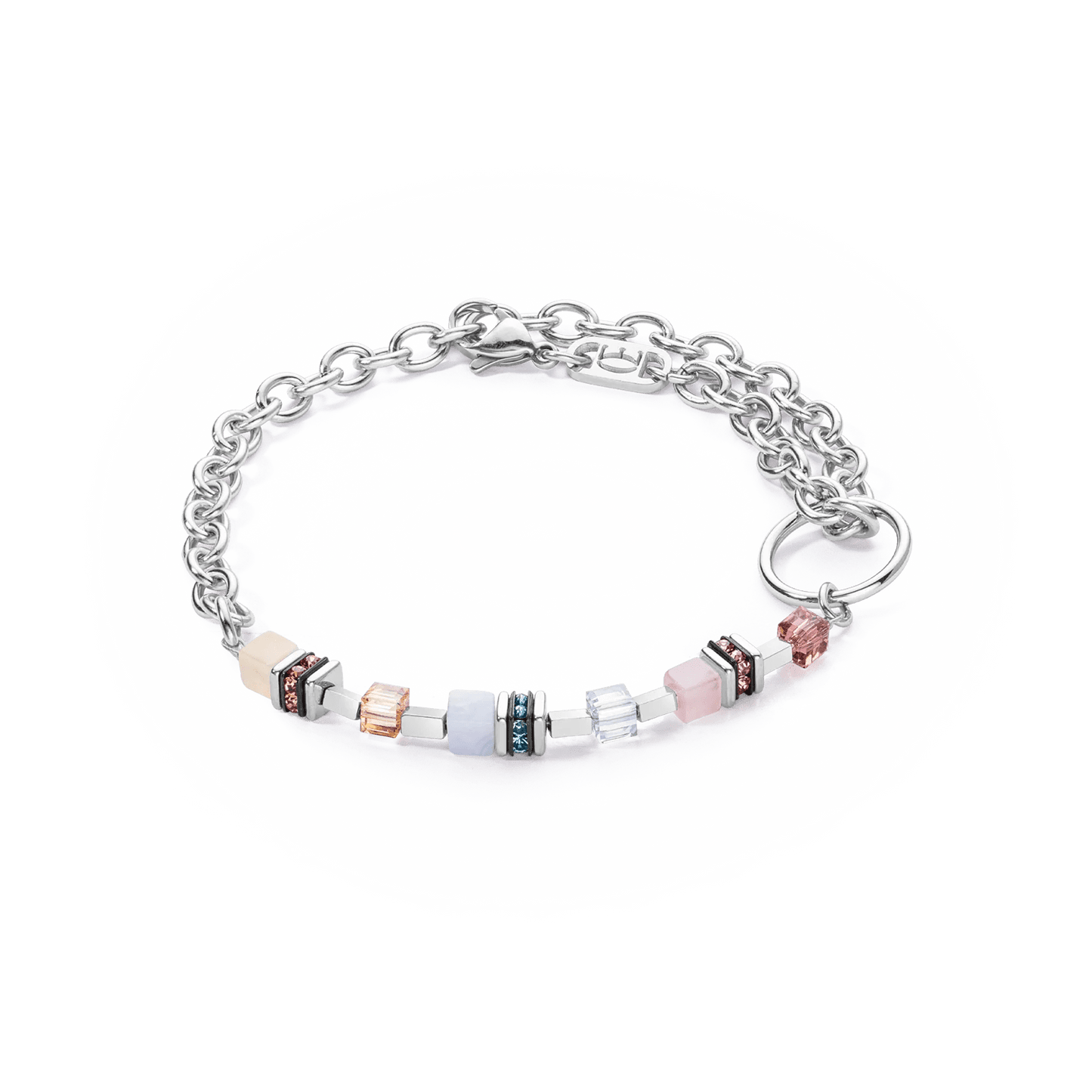 GeoCUBE® Fusion Charm armbånd sølv - pastell 4710300738 - Bjerveur.noGeoCUBE® Fusion Charm armbånd sølv - pastell 4710300738