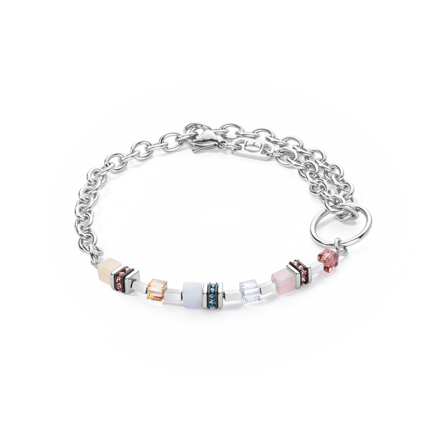 GeoCUBE® Fusion Charm armbånd sølv - pastell 4710300738 - Bjerveur.noGeoCUBE® Fusion Charm armbånd sølv - pastell 4710300738