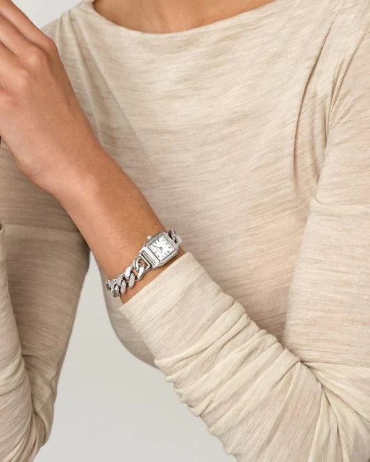 Grace Stål / Hvit 18x19mm SKU | MO304 - Bjerveur.noGrace Stål / Hvit 18x19mm SKU | MO304