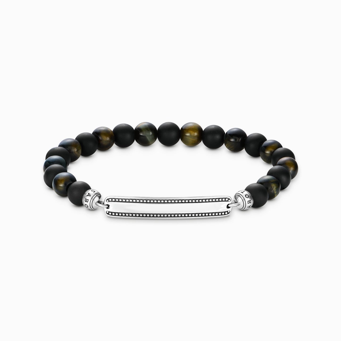 Gravert armbånd med obsidian - og tigerøyeperler A2180 - 806 - 11 - Bjerveur.noGravert armbånd med obsidian - og tigerøyeperler A2180 - 806 - 11