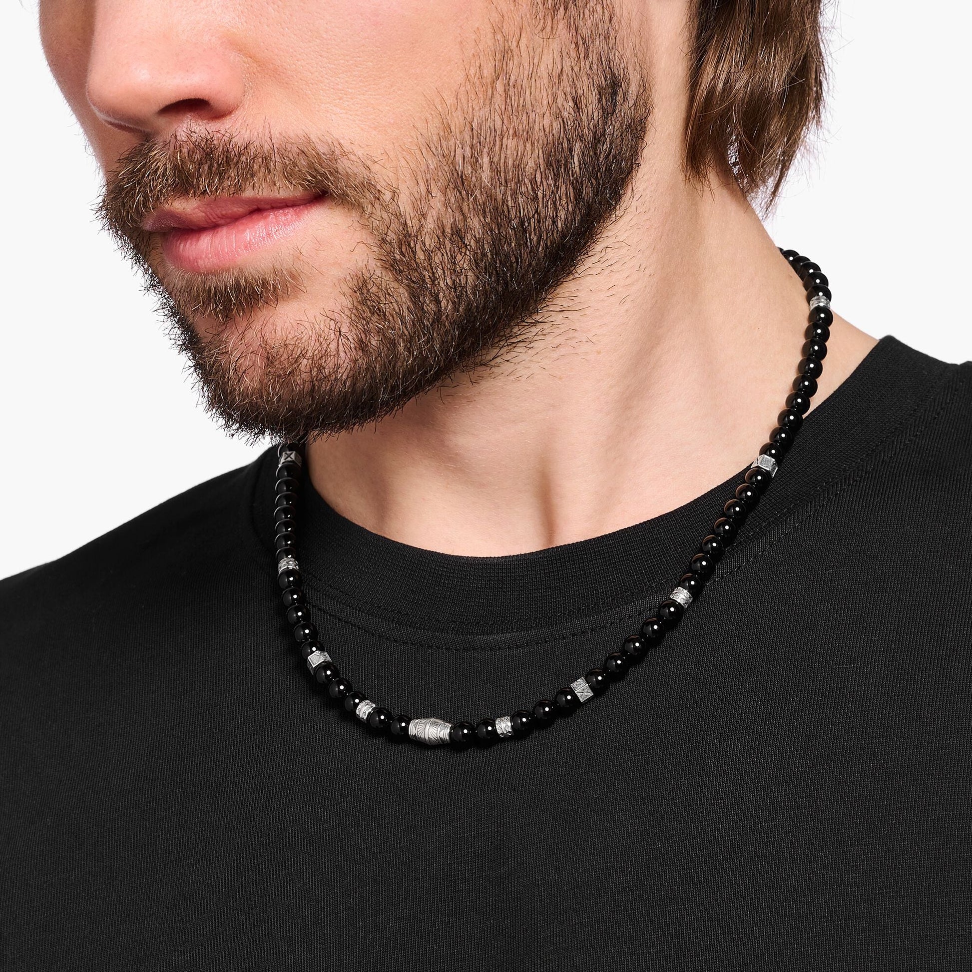 Halskjede med sorte onyx perler sølv KE2180 - 507 - 11 - Bjerveur.noHalskjede med sorte onyx perler sølv KE2180 - 507 - 11