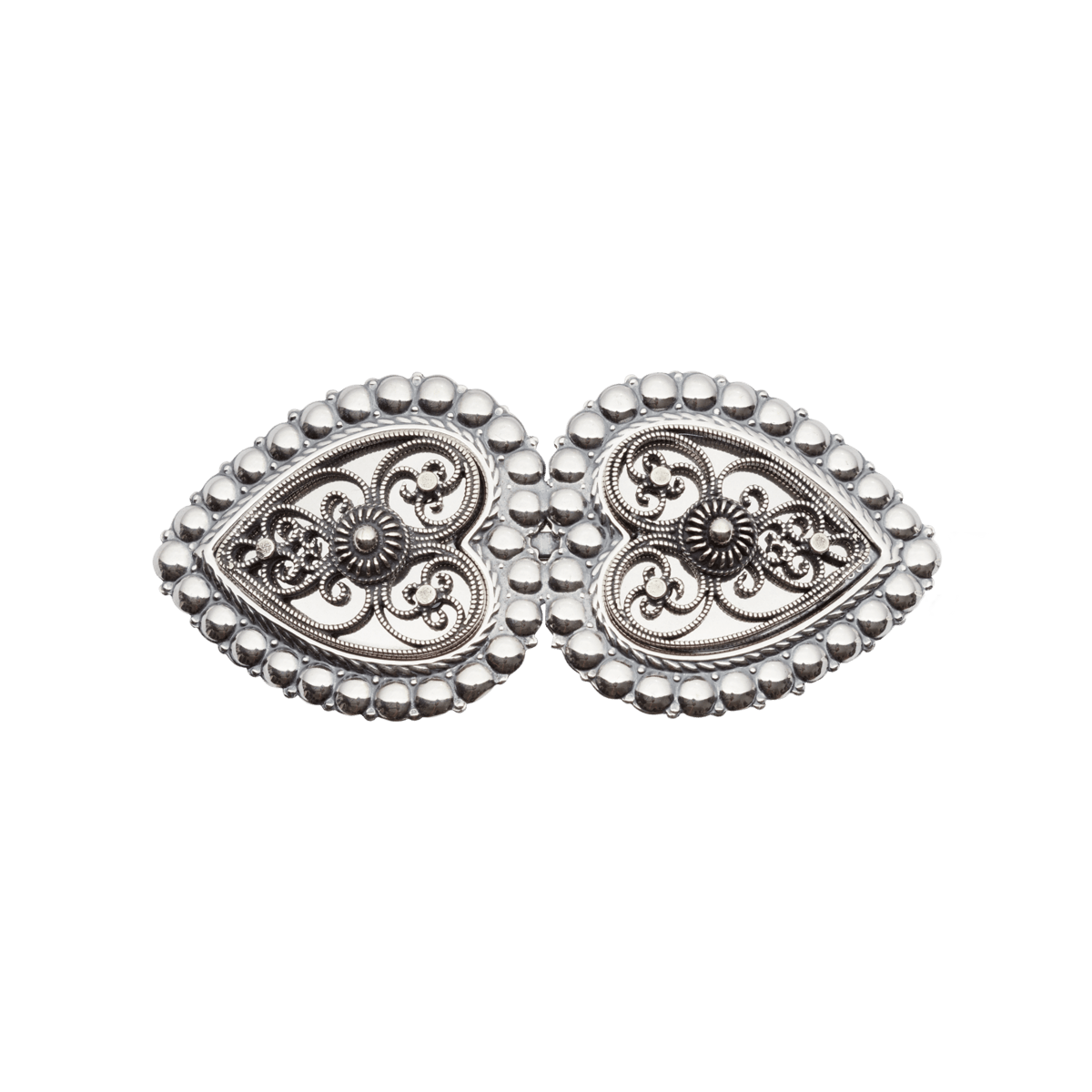 Hårspenne med perlekant og kruser, oksidert 800116 - Bjerveur.noHårspenne med perlekant og kruser, oksidert 800116