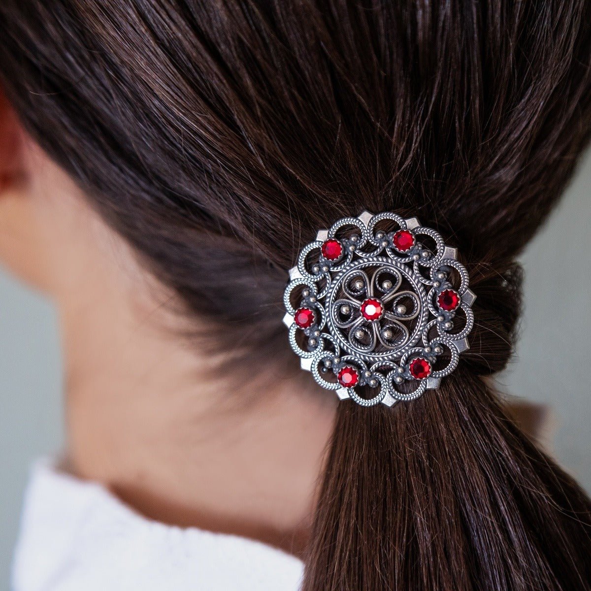 Hårstrikk - Rose med stein, oksidert 921100 - Bjerveur.noHårstrikk - Rose med stein, oksidert 921100