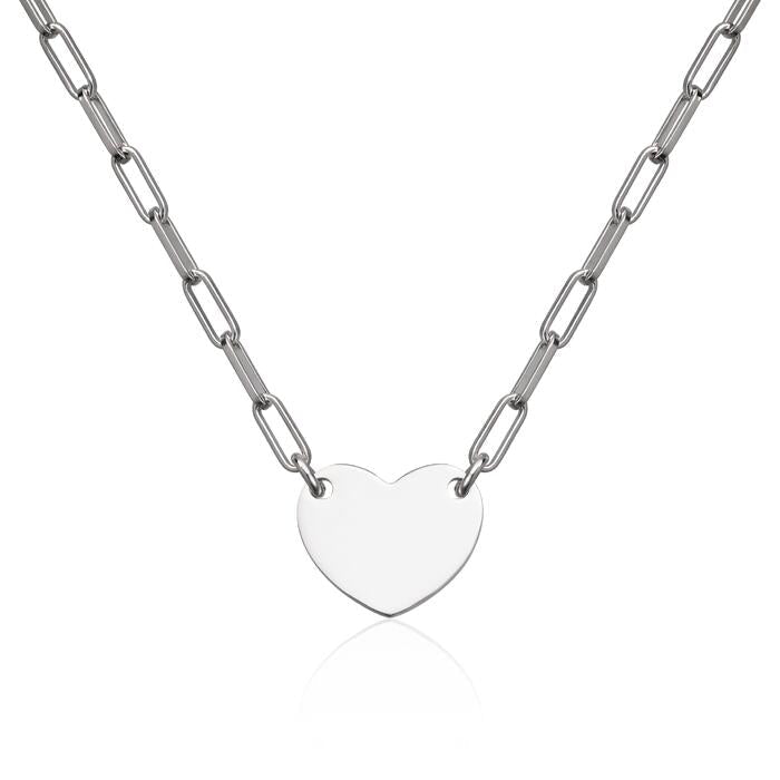 Kjede Hjerte i sølv rhodinert - Bjerveur.no