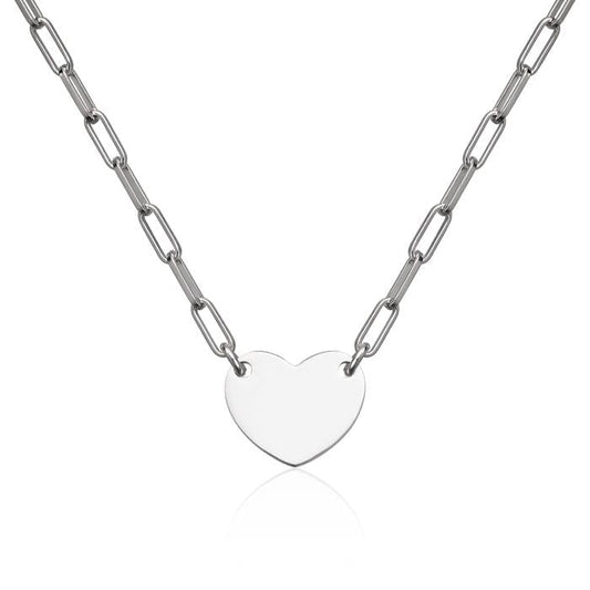 Kjede Hjerte i sølv rhodinert - Bjerveur.no