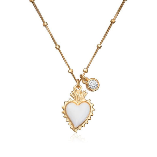 Kjede hjerte og pynt med CZ sølv forgylt - Bjerveur.no