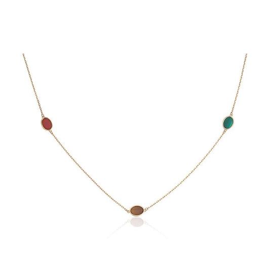 Kjede i gult gull med malakitt, karneol og tiger eye steiner Artikkelnr: 96434 - Bjerveur.noKjede i gult gull med malakitt, karneol og tiger eye steiner Artikkelnr: 96434