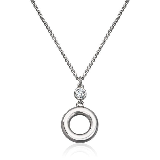 Kjede Sirkel i sølv rhodinert med CZ - Bjerveur.no