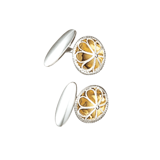 Mansjettknappar, kvit/forgylt 071500 - Bjerveur.noMansjettknappar, kvit/forgylt 071500