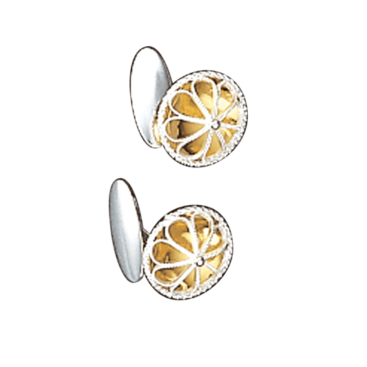 Mansjettknappar, kvit/forgylt 081500 - Bjerveur.noMansjettknappar, kvit/forgylt 081500