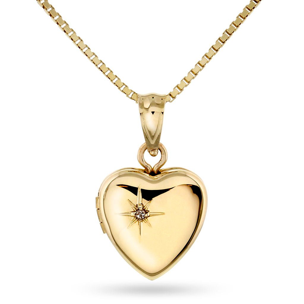 Medaljong i gull med diamant 0,01 ct. TC - Bjerveur.noMedaljong i gull med diamant 0,01 ct. TC