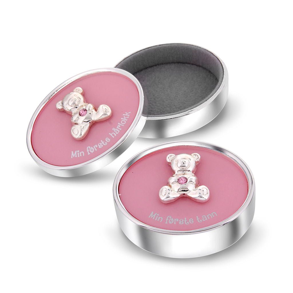 Min første tann og hårlokk teddy rosa - Bjerveur.noMin første tann og hårlokk teddy rosa