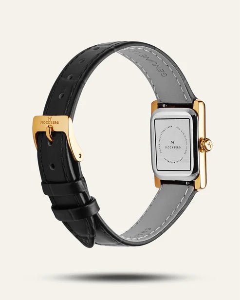 MOCKBERG Timeless Black Leather Gold Watch SKU | MB0245 - Bjerveur.noMOCKBERG Timeless Black Leather Gold Watch SKU | MB0245