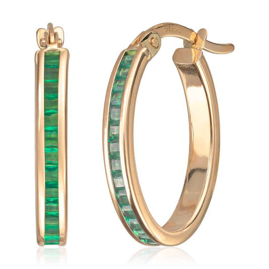 Øreringer i 14K gult gull med grønn CZ Artikkelnr: 47680 - Bjerveur.noØreringer i 14K gult gull med grønn CZ Artikkelnr: 47680