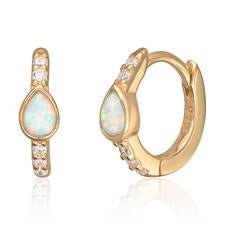 Øreringer Syntetisk opal CZ forgylt sølv - Bjerveur.no