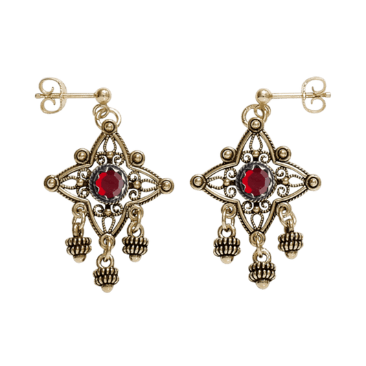 Øyrepynt Telemark med raud stein, gamalforgylt 730717 - Bjerveur.noØyrepynt Telemark med raud stein, gamalforgylt 730717