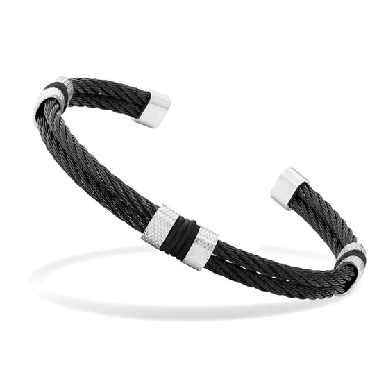 RB *Bangle CABESTAN 5mm Cable/IP Blackl with Black thread - Bjerveur.noRB *Bangle CABESTAN 5mm Cable/IP Blackl with Black thread