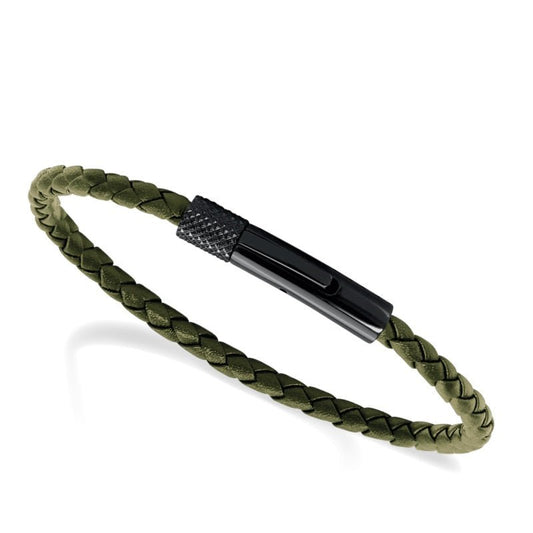 RB Bracelet DRIVER 28mm IP Black with braided link 3,5mm - Bjerveur.noRB Bracelet DRIVER 28mm IP Black with braided link 3,5mm