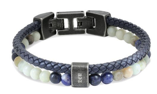 RB Bracelet KARMA 21,5cm Vintage steel, Navy blue braided - Bjerveur.noRB Bracelet KARMA 21,5cm Vintage steel, Navy blue braided