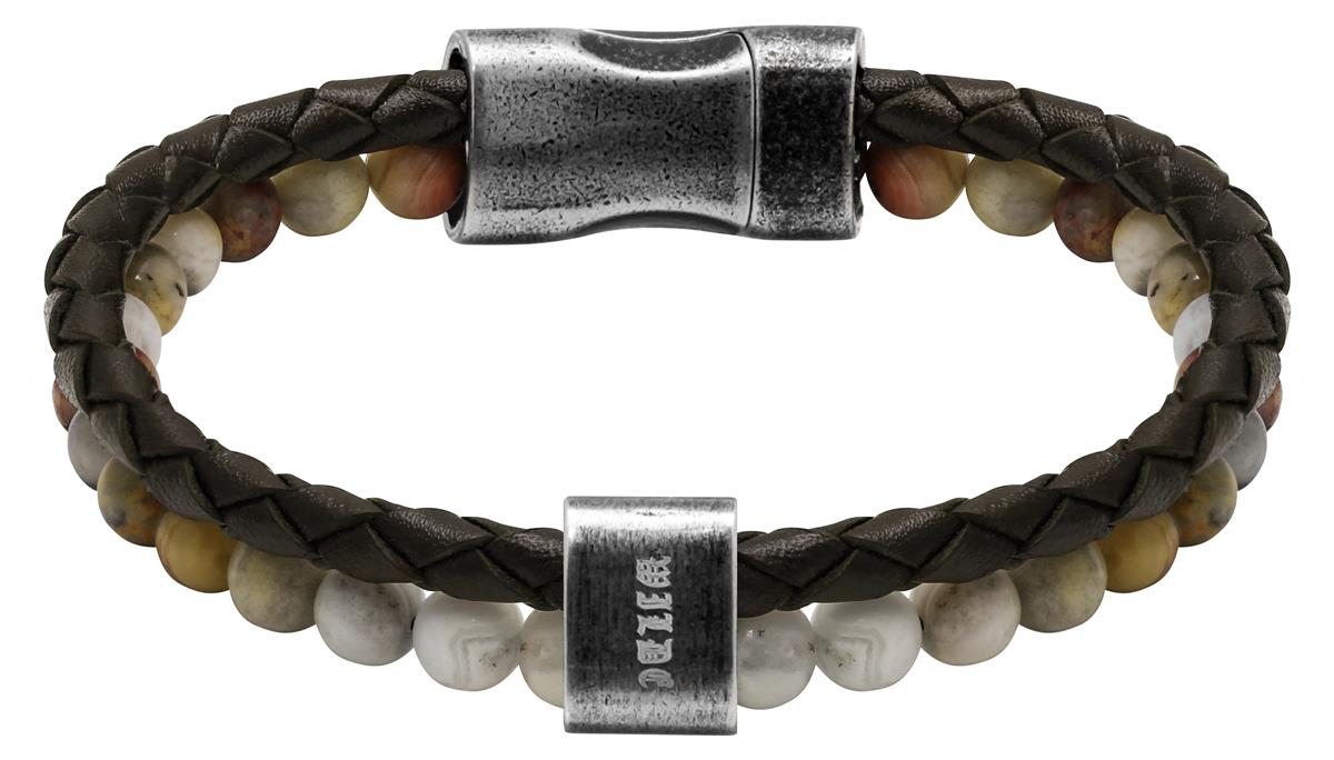 RB *Bracelet KARMA 22cm brown braided leather strap crazy - Bjerveur.noRB *Bracelet KARMA 22cm brown braided leather strap crazy