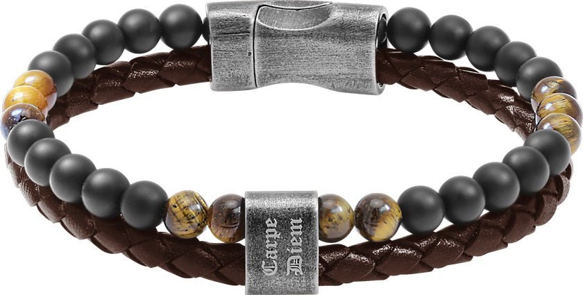 RB Bracelet KARMA 22mm braided brown leather strap, tige - Bjerveur.noRB Bracelet KARMA 22mm braided brown leather strap, tige