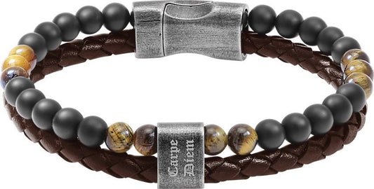 RB Bracelet KARMA 22mm braided brown leather strap, tige - Bjerveur.noRB Bracelet KARMA 22mm braided brown leather strap, tige