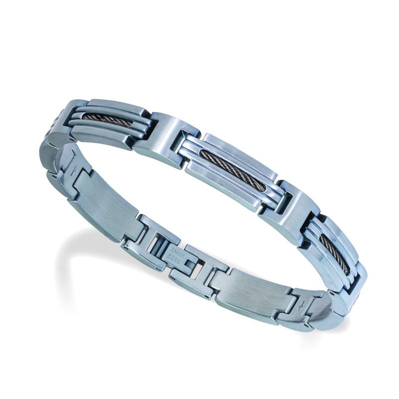 RB Bracelet Steel/Cable MARINA 8mm Bicolor IP Ice blue 21cm - Bjerveur.noRB Bracelet Steel/Cable MARINA 8mm Bicolor IP Ice blue 21cm
