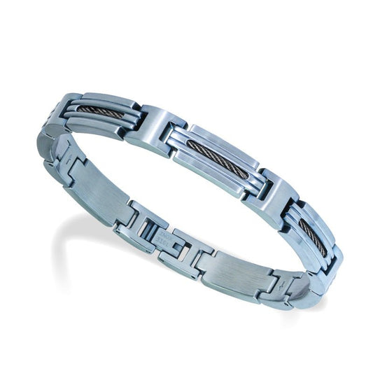 RB Bracelet Steel/Cable MARINA 8mm Bicolor IP Ice blue 21cm - Bjerveur.noRB Bracelet Steel/Cable MARINA 8mm Bicolor IP Ice blue 21cm
