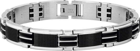 RB *Bracelet Steel/PU MAGNUM 10,5mm Bicolor IP Black 22cm - Bjerveur.noRB *Bracelet Steel/PU MAGNUM 10,5mm Bicolor IP Black 22cm