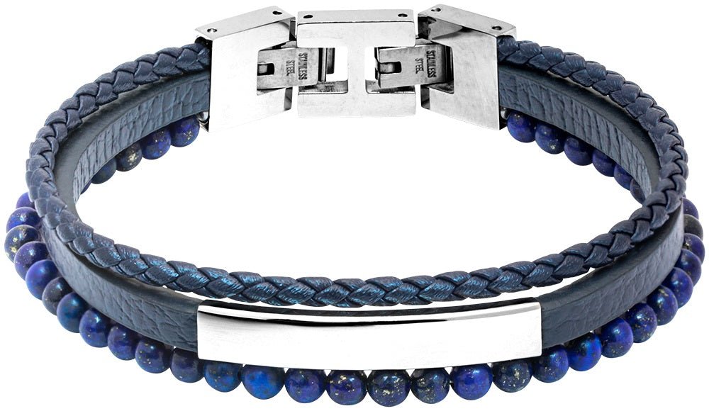RB Bracelet YALE Steel and 5mm blue flat leather 3mm blue - Bjerveur.noRB Bracelet YALE Steel and 5mm blue flat leather 3mm blue