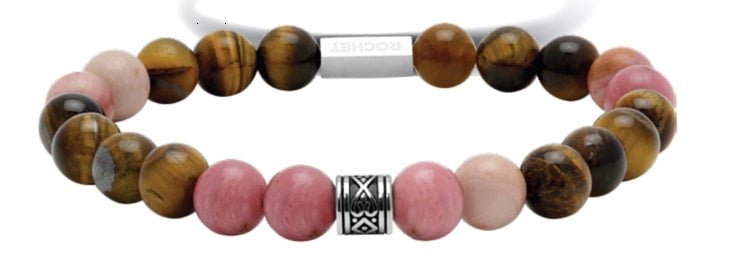 RB Bracelet ZEN with Beads 8mm Tiger eyes, Rhodochrosite - Bjerveur.noRB Bracelet ZEN with Beads 8mm Tiger eyes, Rhodochrosite